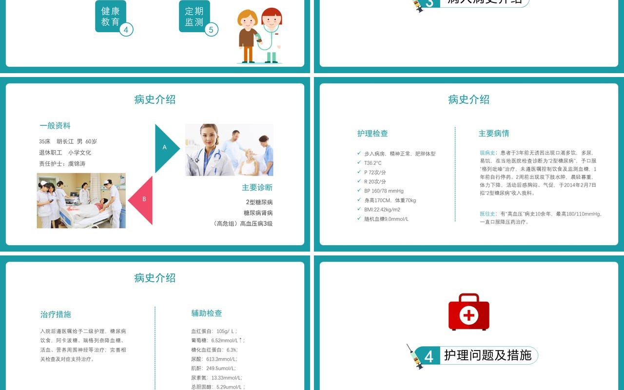 简洁医院医生糖尿病护理查房PPT模板