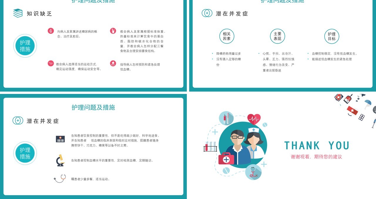 简洁医院医生糖尿病护理查房PPT模板