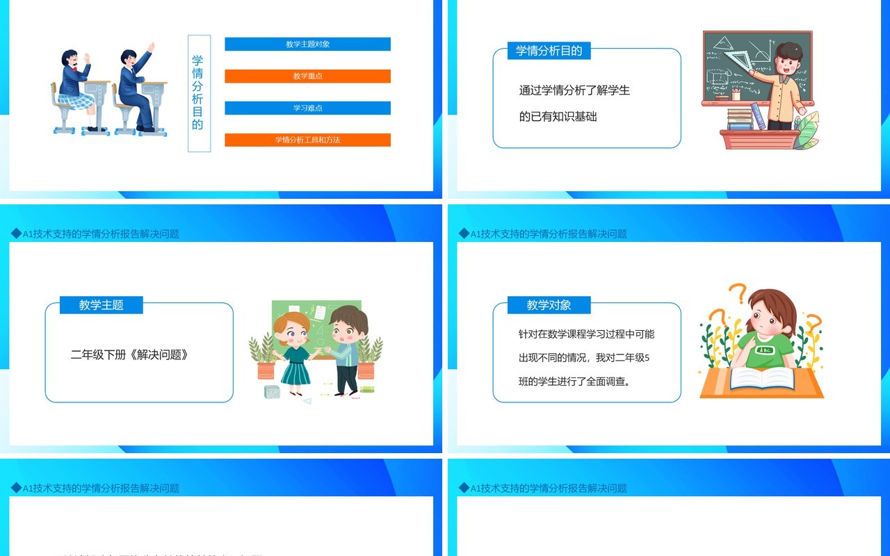A1技术支持的学情分析报告解决问题动态PPT模板