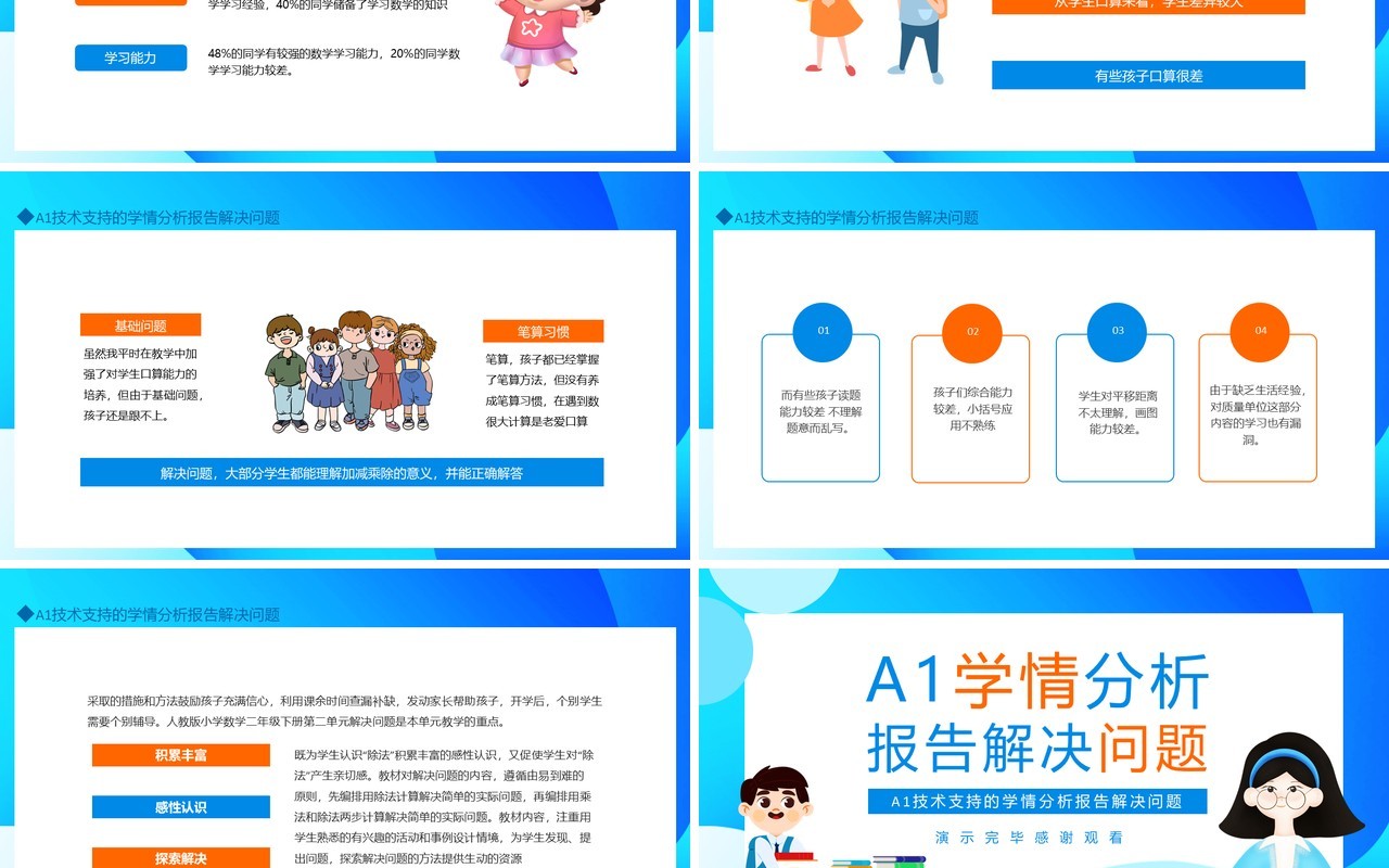 A1技术支持的学情分析报告解决问题动态PPT模板