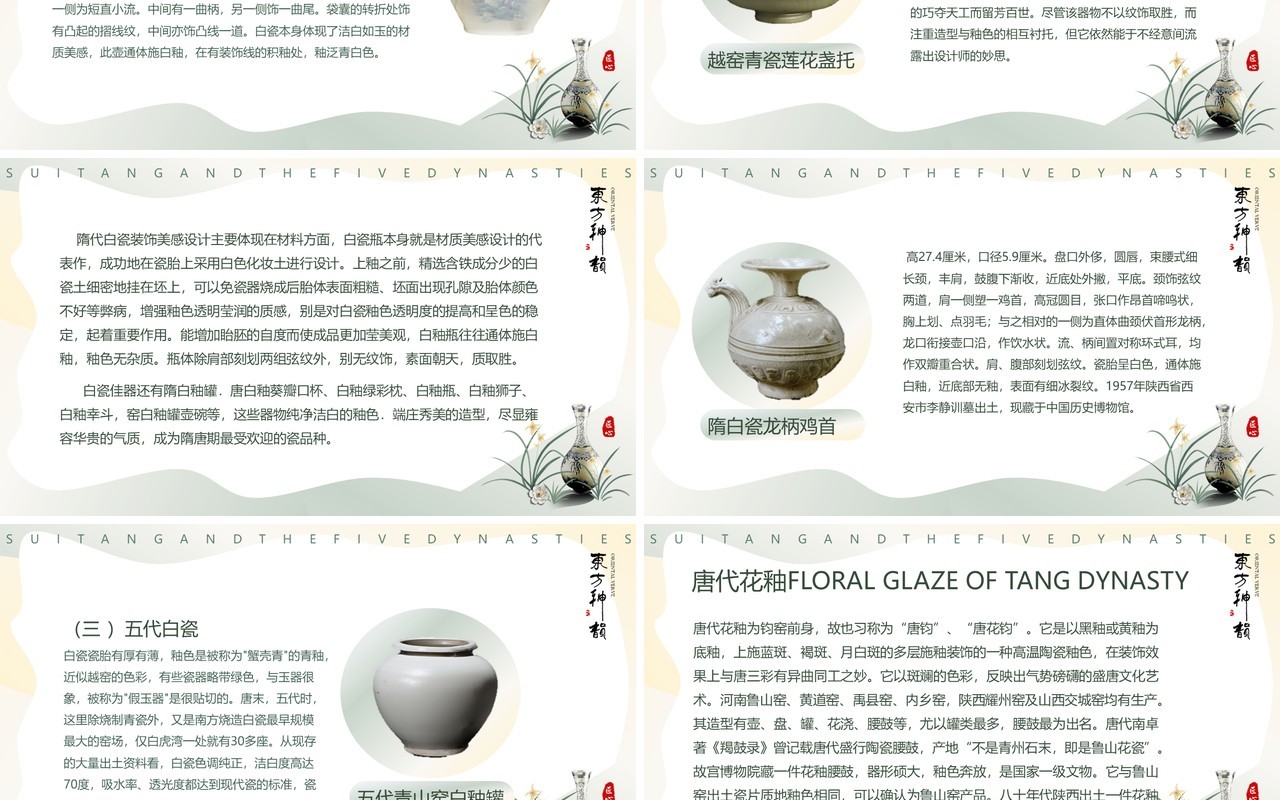 绿色中国风隋唐五代陶瓷设计PPT模板