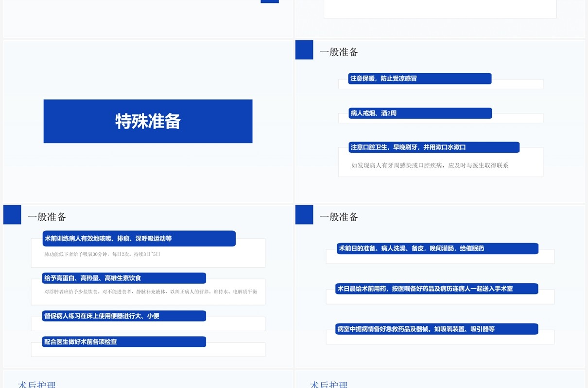 插画风肺癌术前术后的护理PPT模板