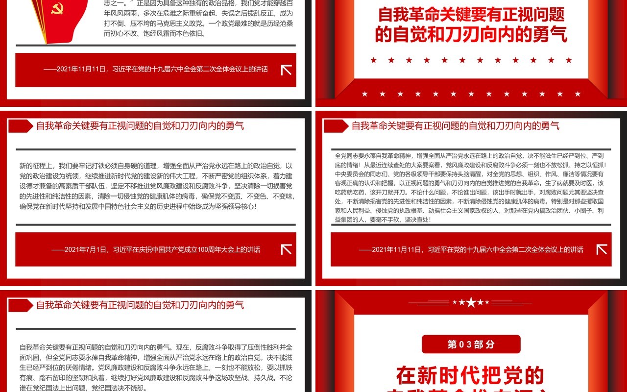 坚持自我革命确保党不变质不变色不变味PPT模板