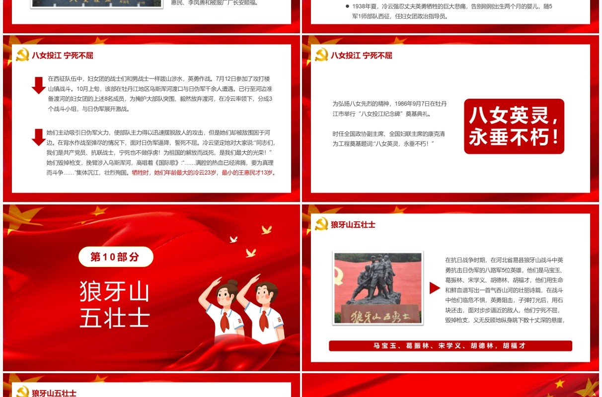 红色党政风历史英雄人物故事PPT模板