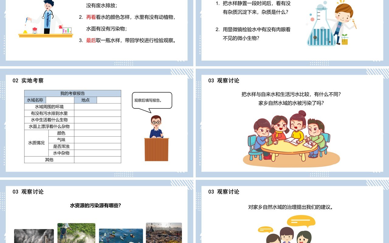 教科版六年级科学下册考察家乡的自然水域课件PPT模板
