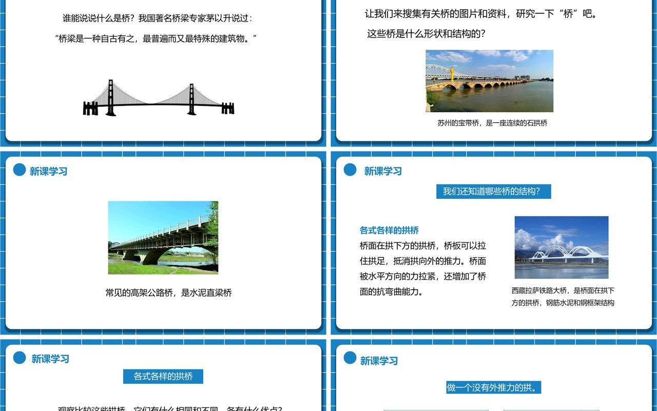 教科版六年级科学上册桥的形状和结构PPT模板