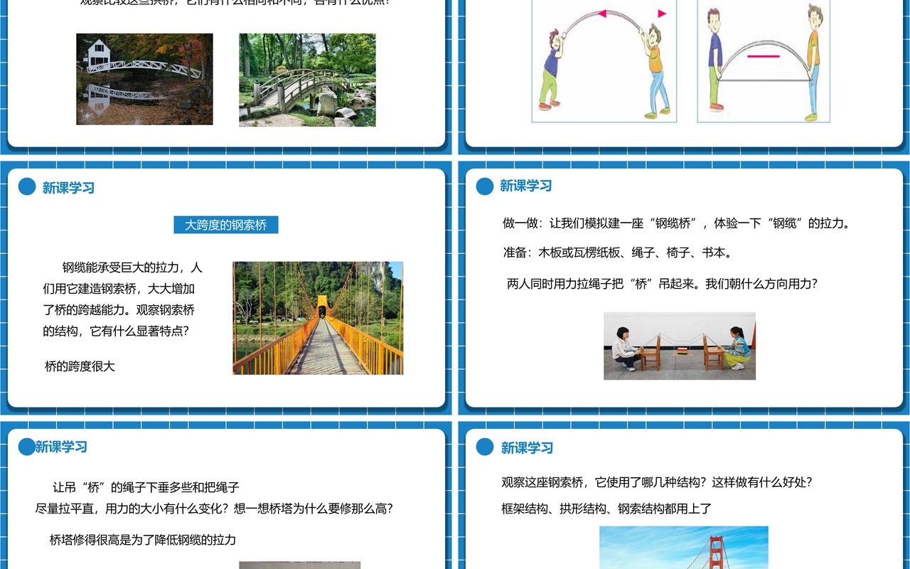 教科版六年级科学上册桥的形状和结构PPT模板