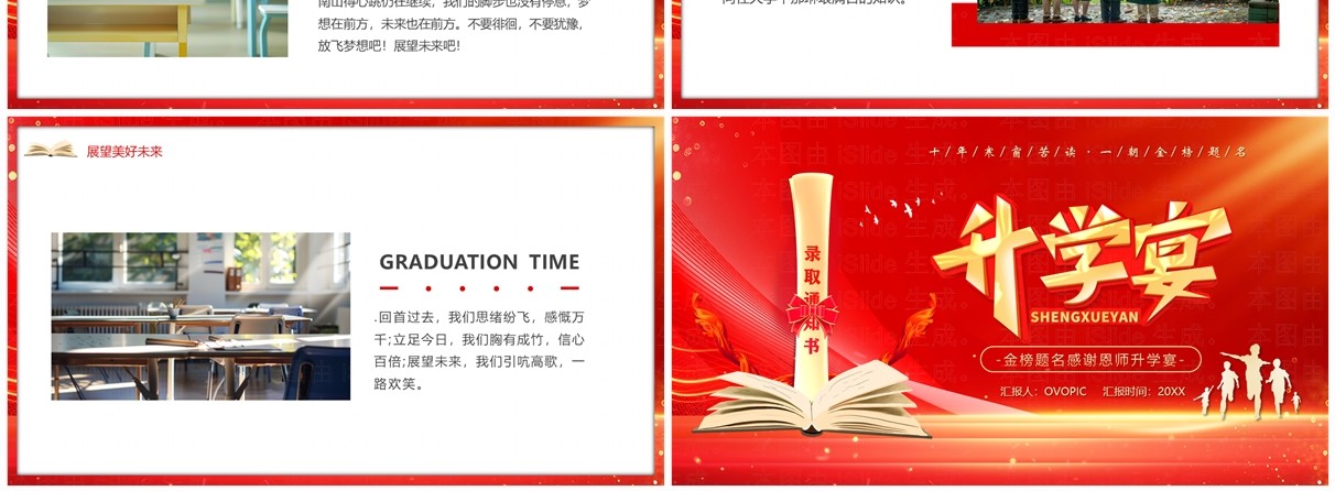 红金大气简约风金榜题名升学宴PPT模板