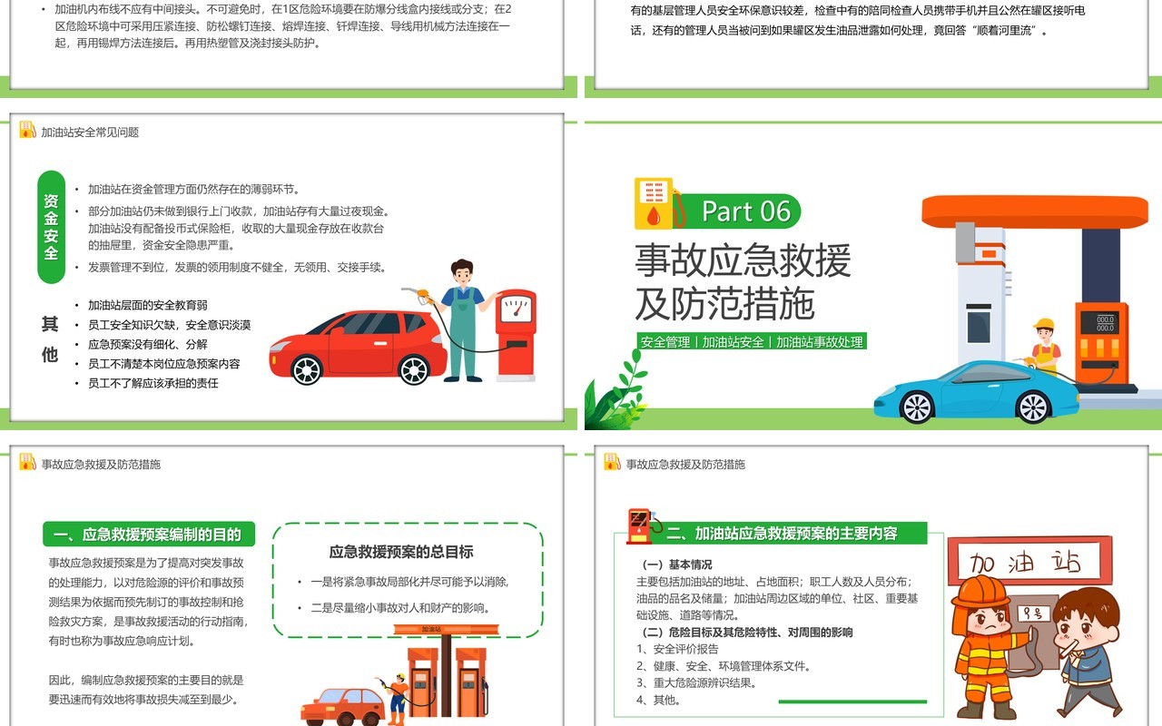 绿色卡通风加油站安全培训PPT模板