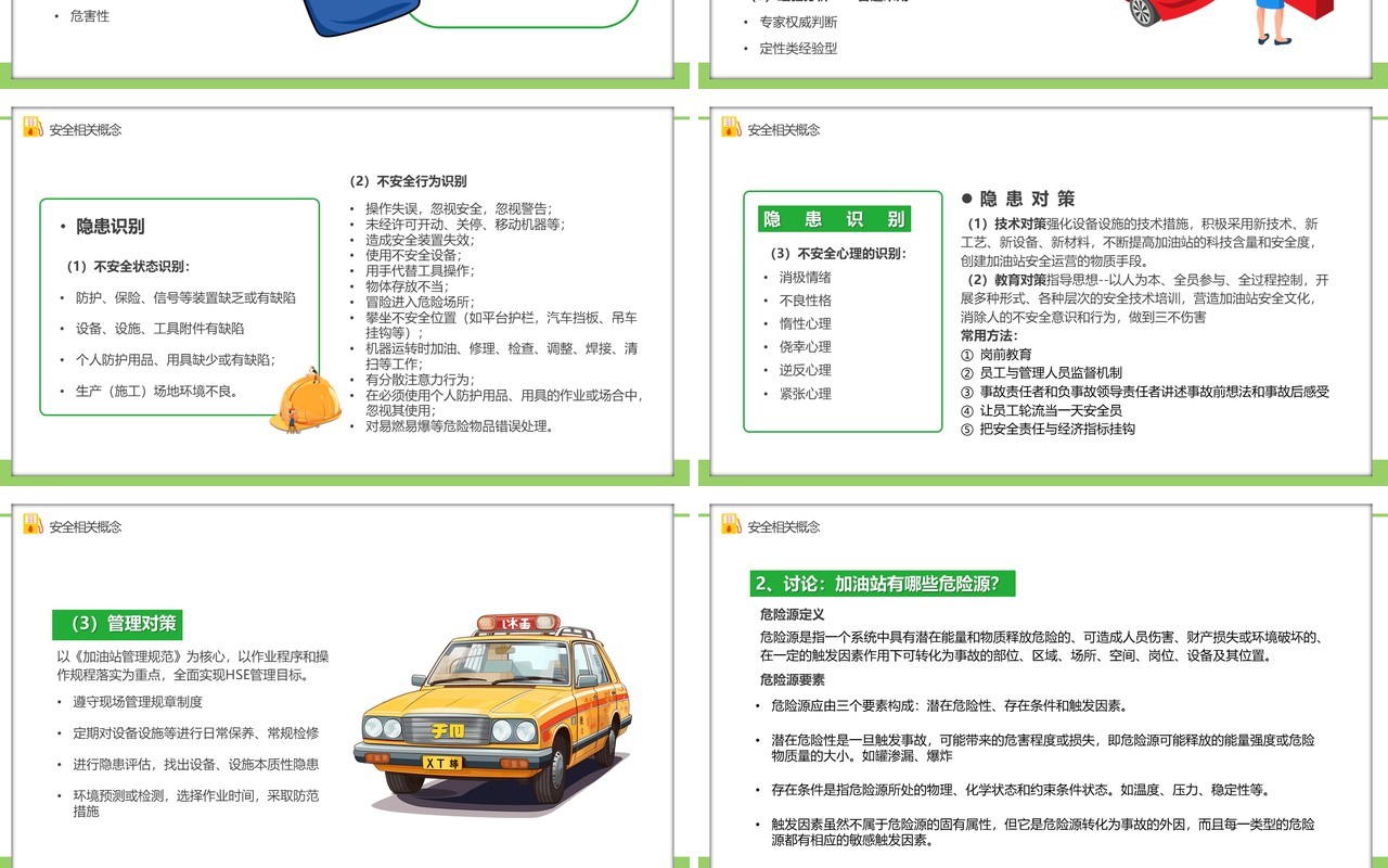 绿色卡通风加油站安全培训PPT模板