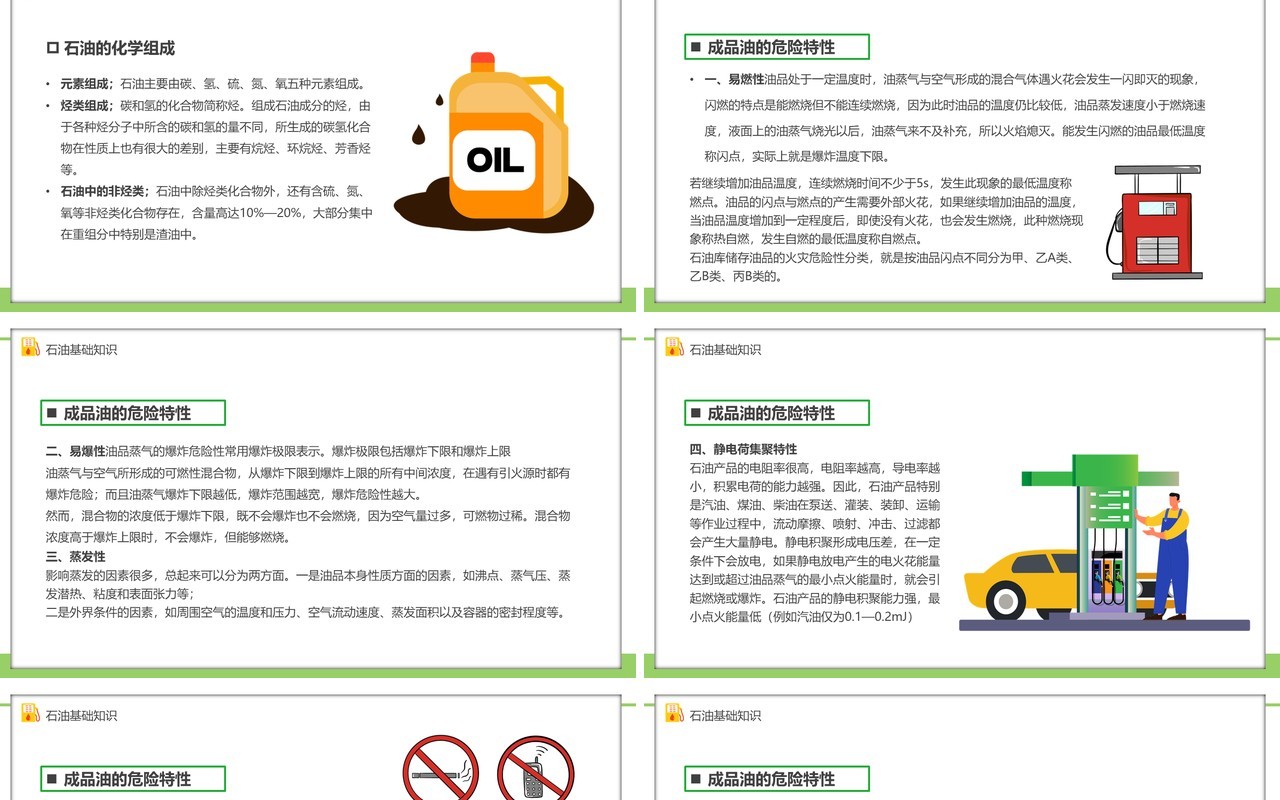 绿色卡通风加油站安全培训PPT模板