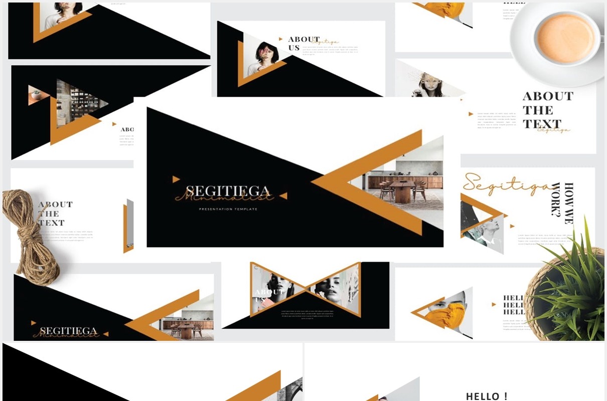 三角形图片作品展示PPT模板SEGI - Minimal Powerpoint