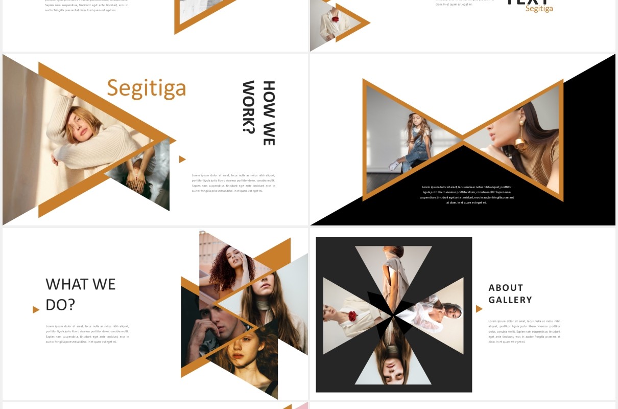 三角形图片作品展示PPT模板SEGI - Minimal Powerpoint