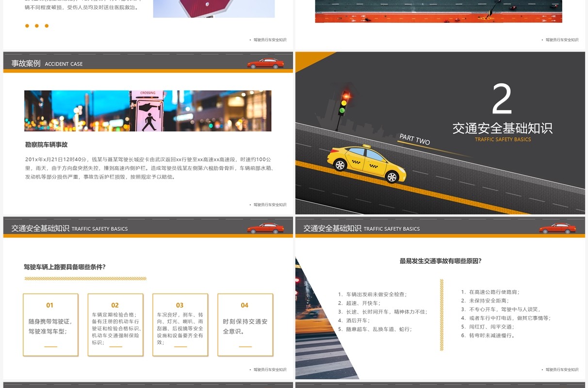 简约风驾驶员安全行驶教育培训课件PPT模板