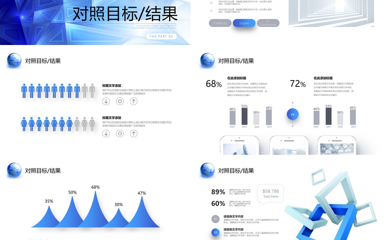 蓝色简约公司工作复盘总结报告项目进展成果汇报PPT模板