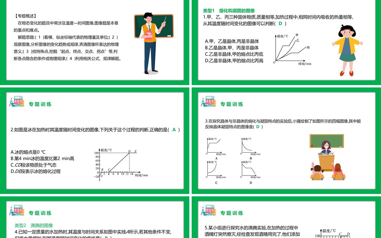 部编版八年级物理上册第三单元物态变化物态变化中图像问题课件PPT模板