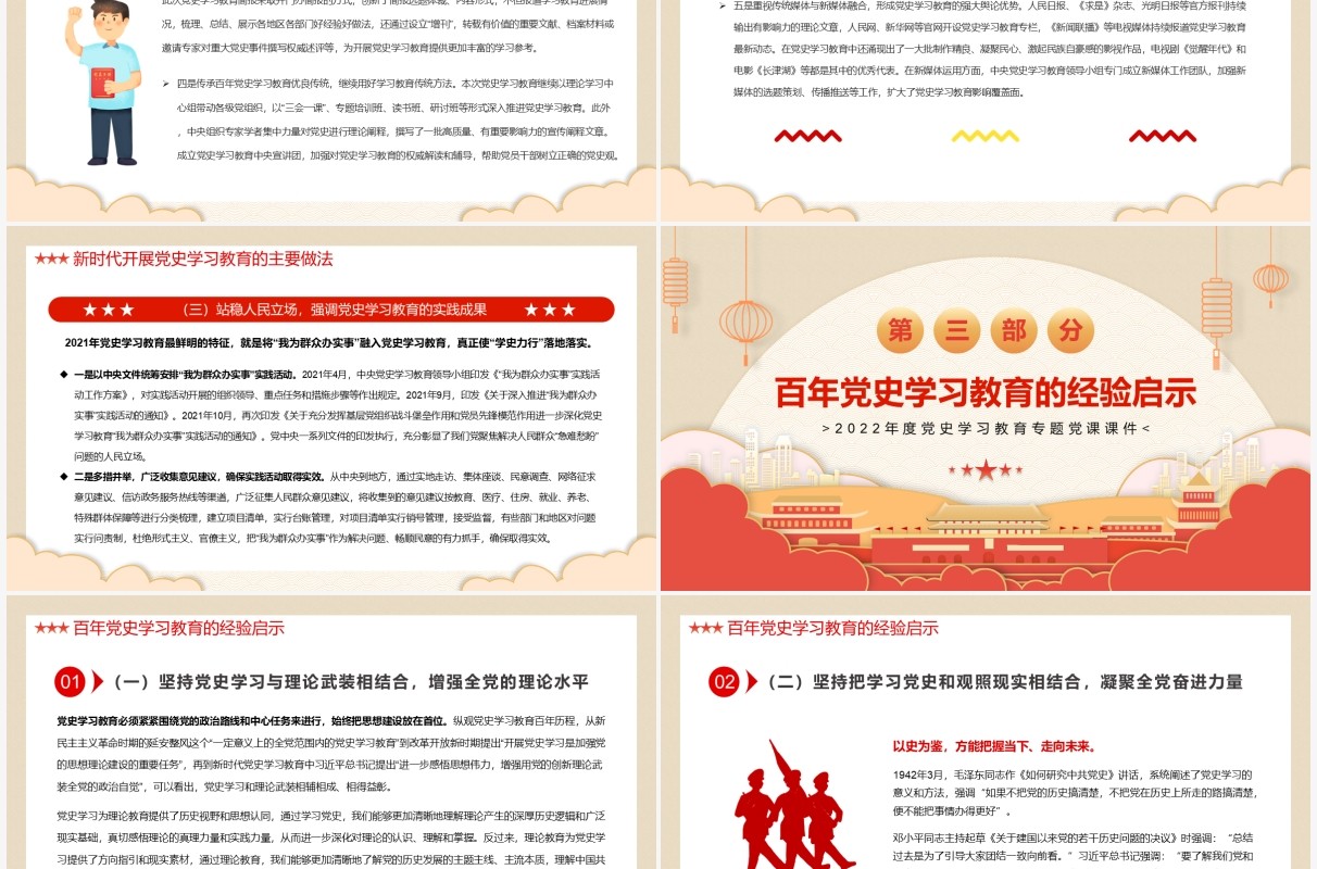 红色中国风新时代加强党史学习教育研究PPT模板