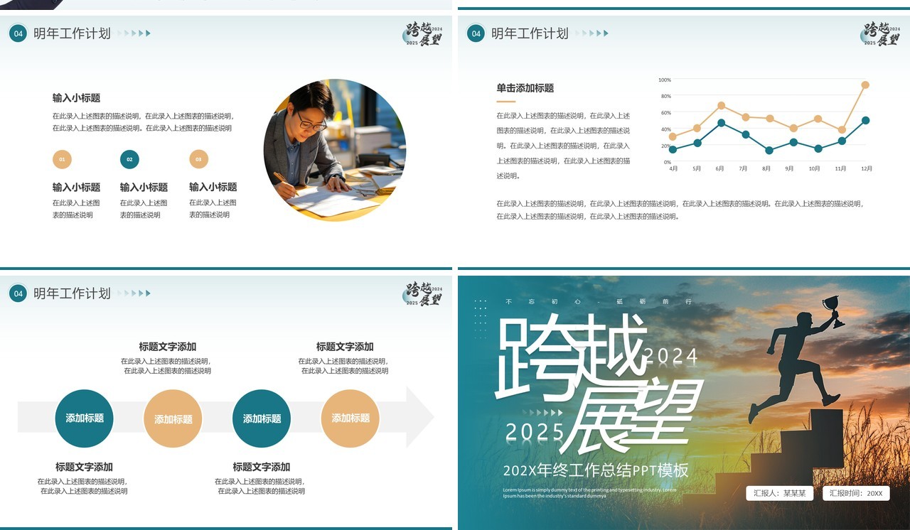 蓝色商务风2025年终工作总结PPT模板