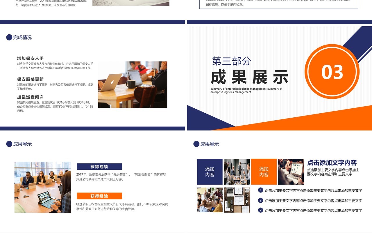 企业后勤部管理工作总结动态PPT模板