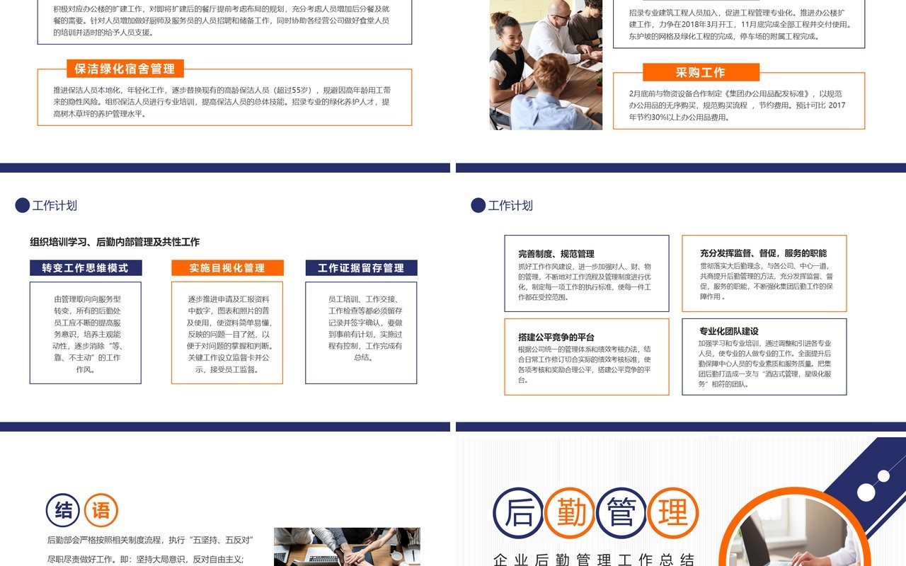 企业后勤部管理工作总结动态PPT模板