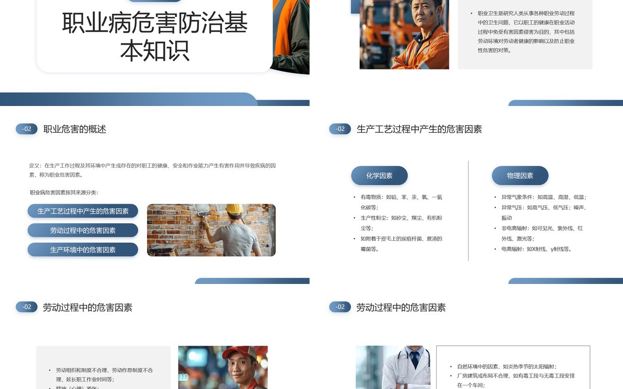 蓝色简约风职业病防治宣传周PPT模板