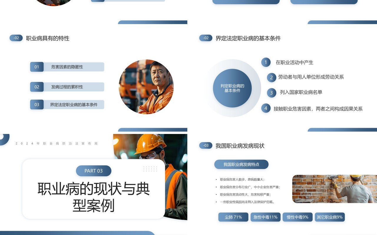 蓝色简约风职业病防治宣传周PPT模板