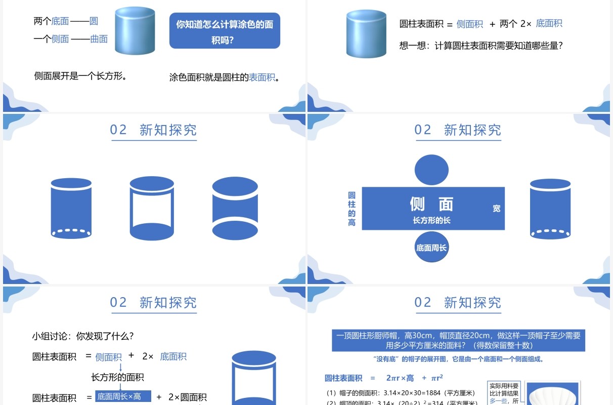 部编版六年级数学下册圆柱的表面积课件PPT模板