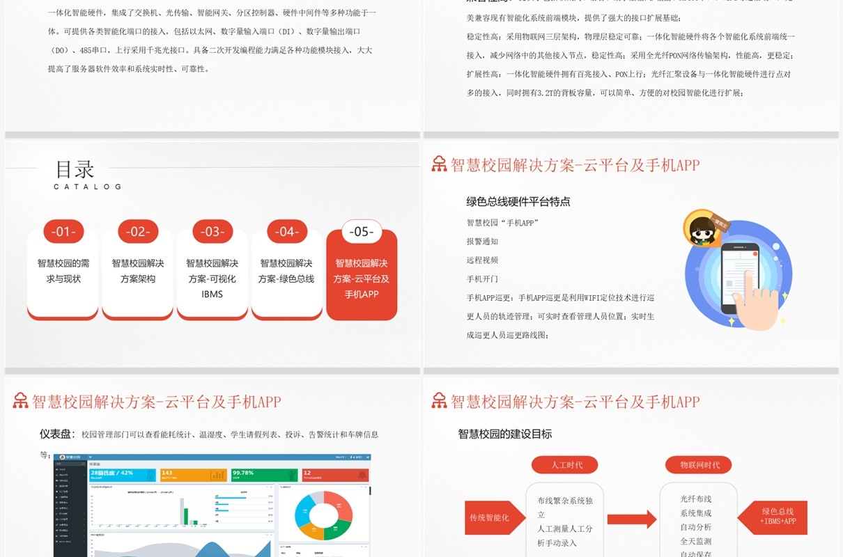 橙色简约风智慧校园解决方案PPT模板
