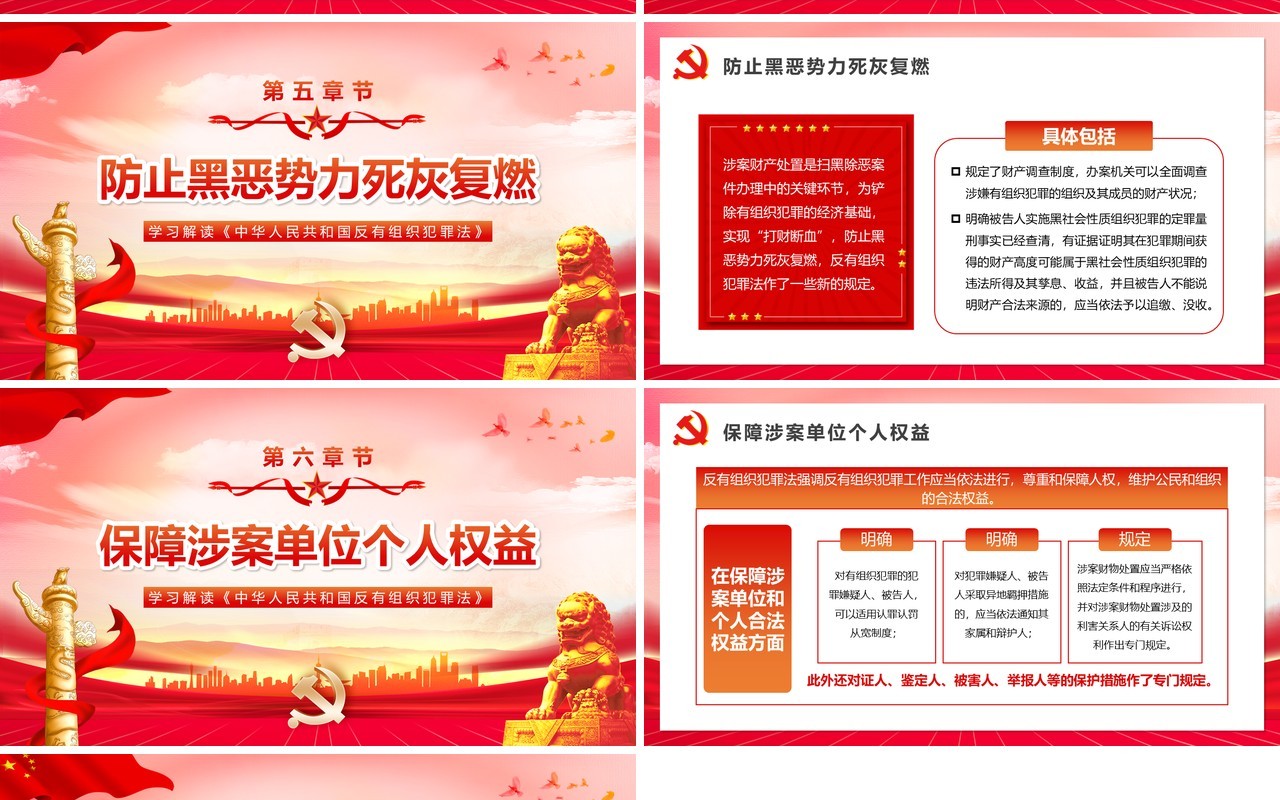 红色党政风学习解读反有组织犯罪法PPT模板