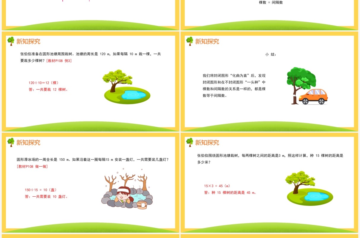 部编版五年级数学上册植树问题课件PPT模板