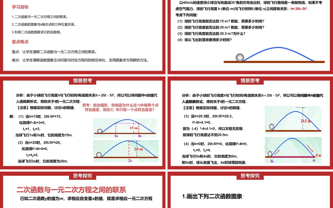 部编版九年级上册二次函数与一元二次方程PPT课件