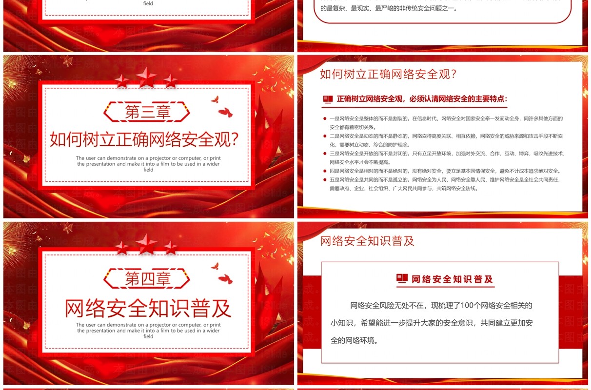 红色简约风网络安全知识教育PPT模板