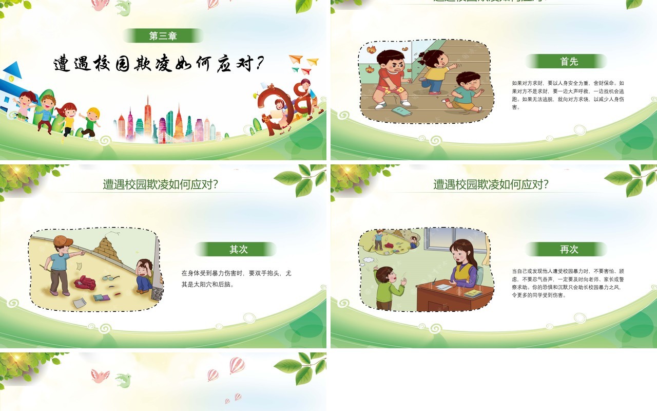 中小学生校园安全拒绝校园欺凌PPT课件模板