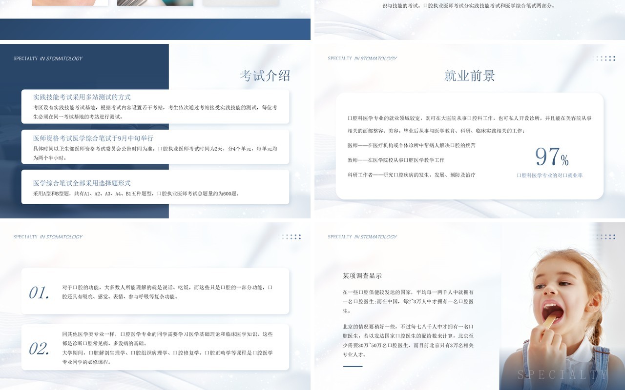 蓝色简约风口腔医疗专业介绍PPT模板