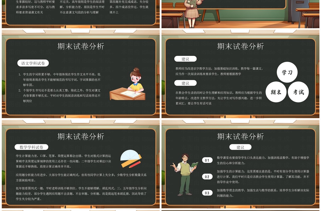 棕色黑板风期末考试成绩质量分析会PPT模板