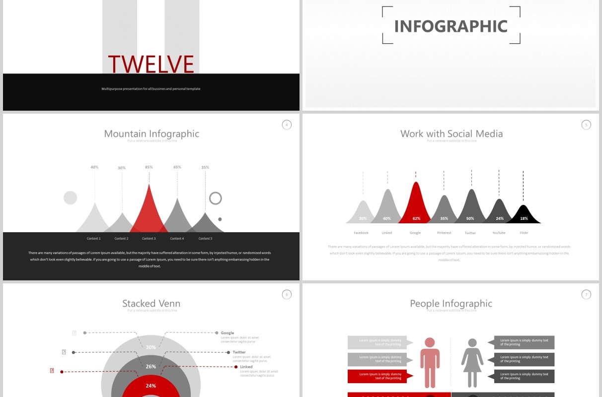 高端商务公司团队宣传介绍箭头流程图PPT图片排版设计模板Twelve - Powerpoint Template