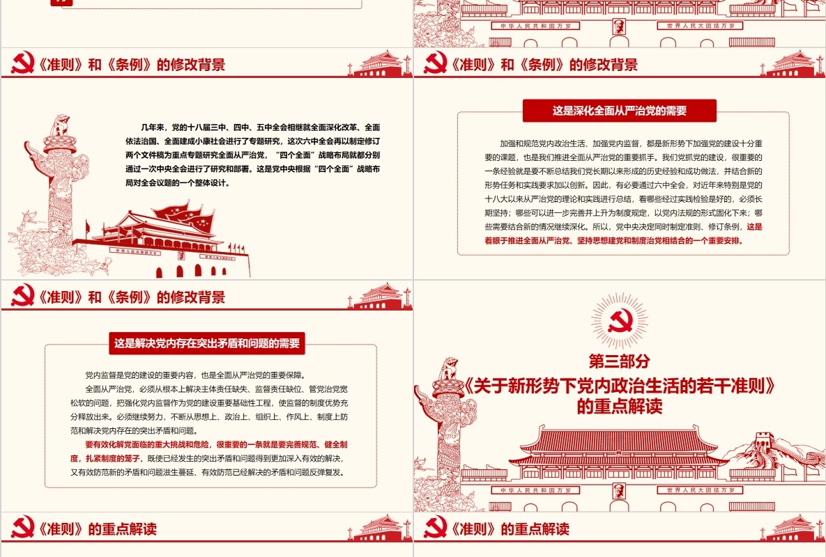 解读新形势下党内政治生活的若干准则监督条例PPT微党课