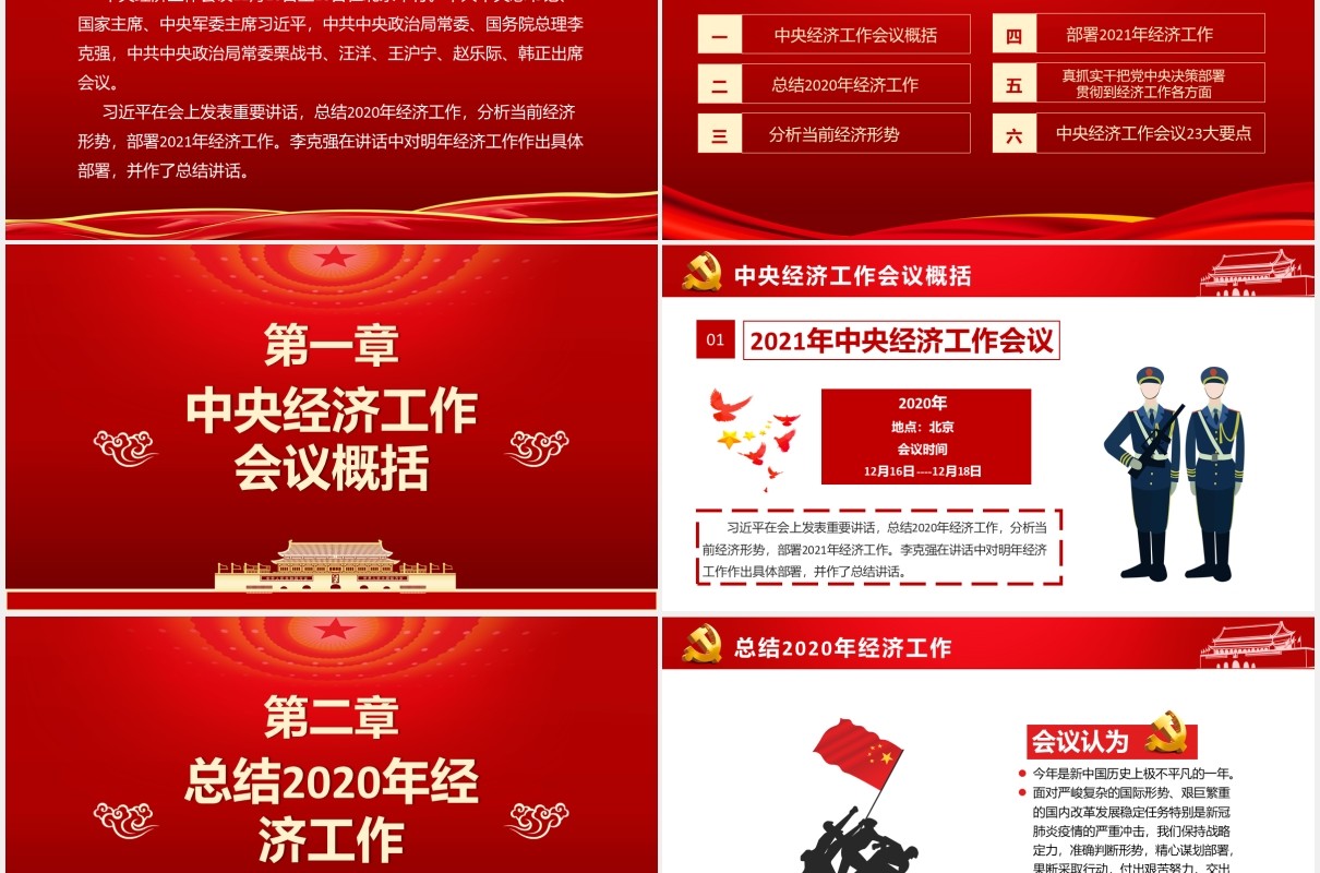 2021中央经济工作会议工作安排部署党政PPT模板
