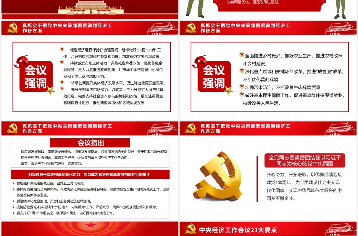 2021中央经济工作会议工作安排部署党政PPT模板