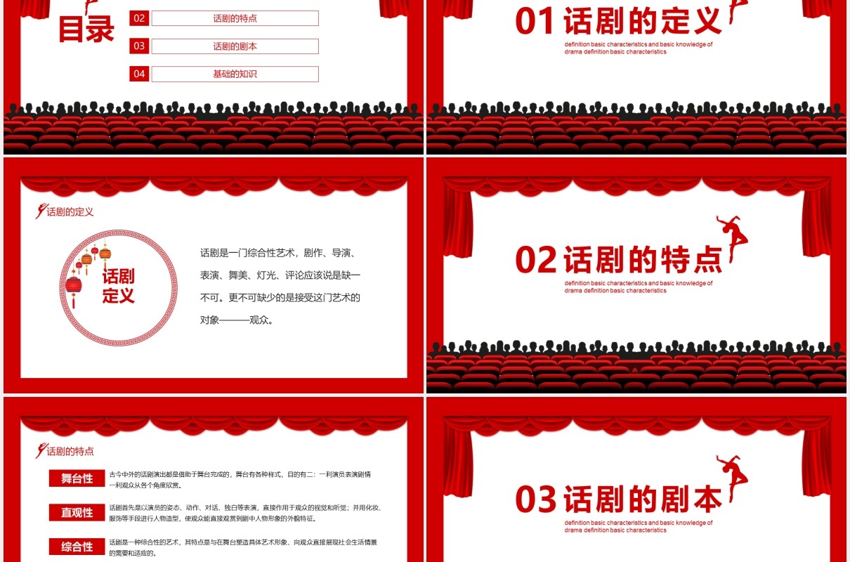 话剧的定义基本特点及基础知识课件动态PPT模板