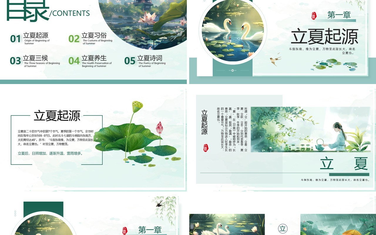 绿色中国风传统二十节气之立夏PPT模板