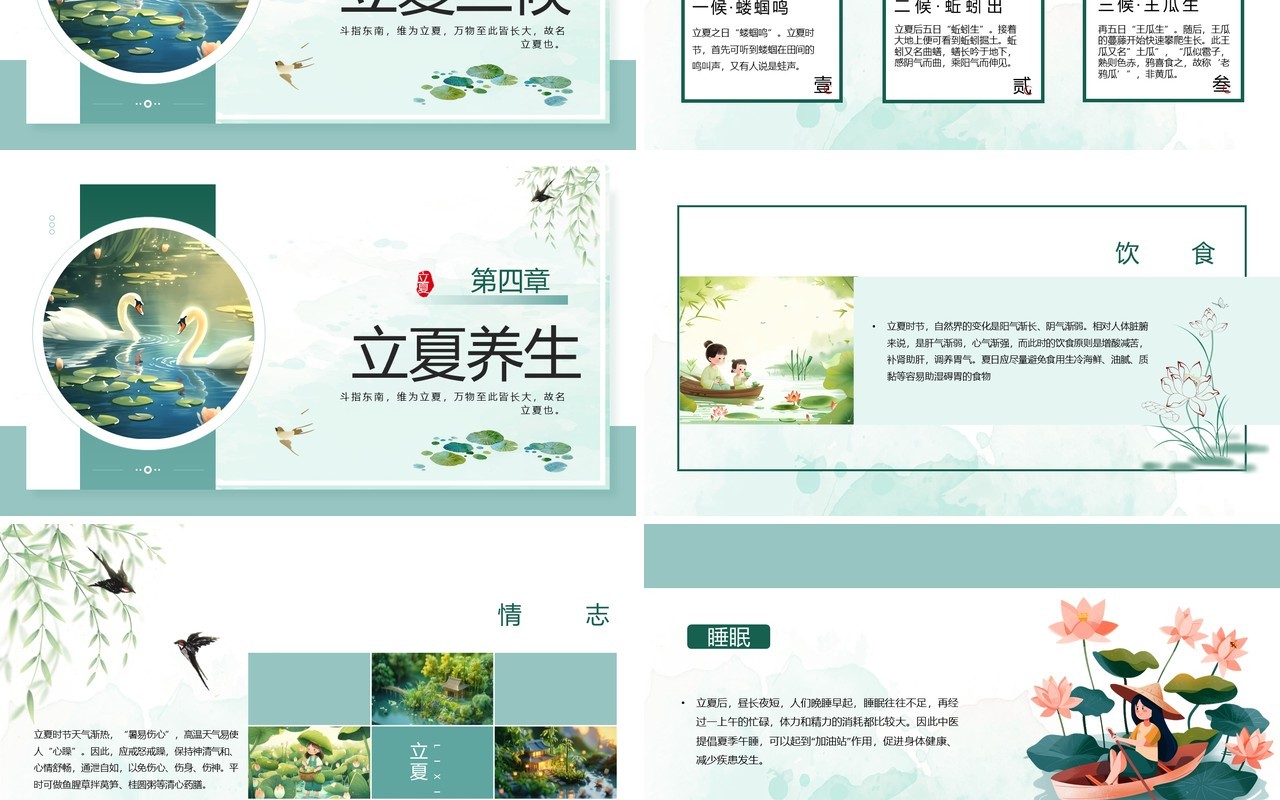 绿色中国风传统二十节气之立夏PPT模板