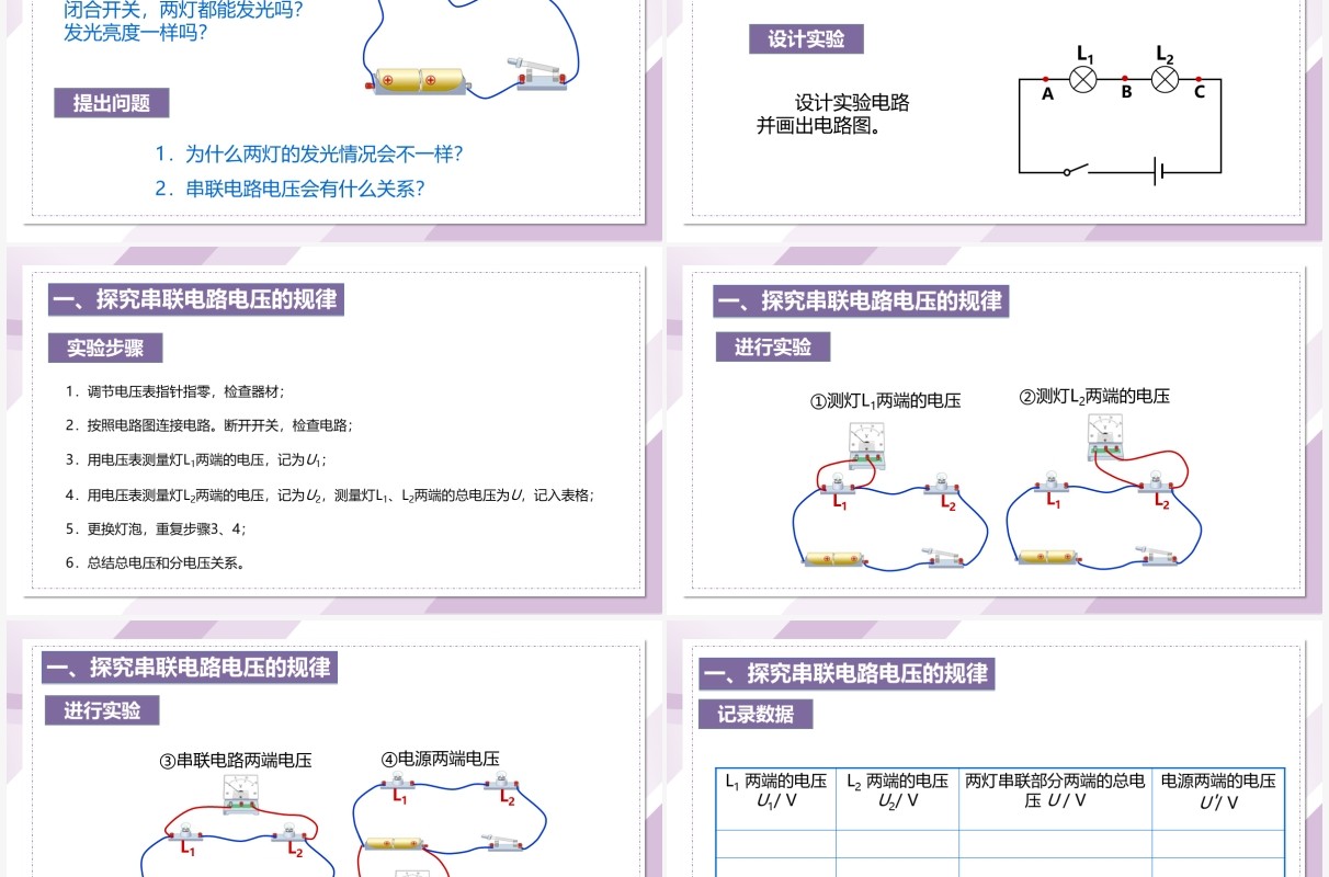 部编版九年级物理全册串并联电路电压的规律课件PPT模板