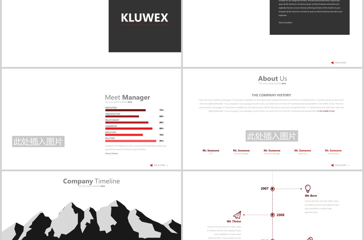 公司项目介绍宣传图表可视化PPT可插图排版设计模板素材Kluwex - Powerpoint Template