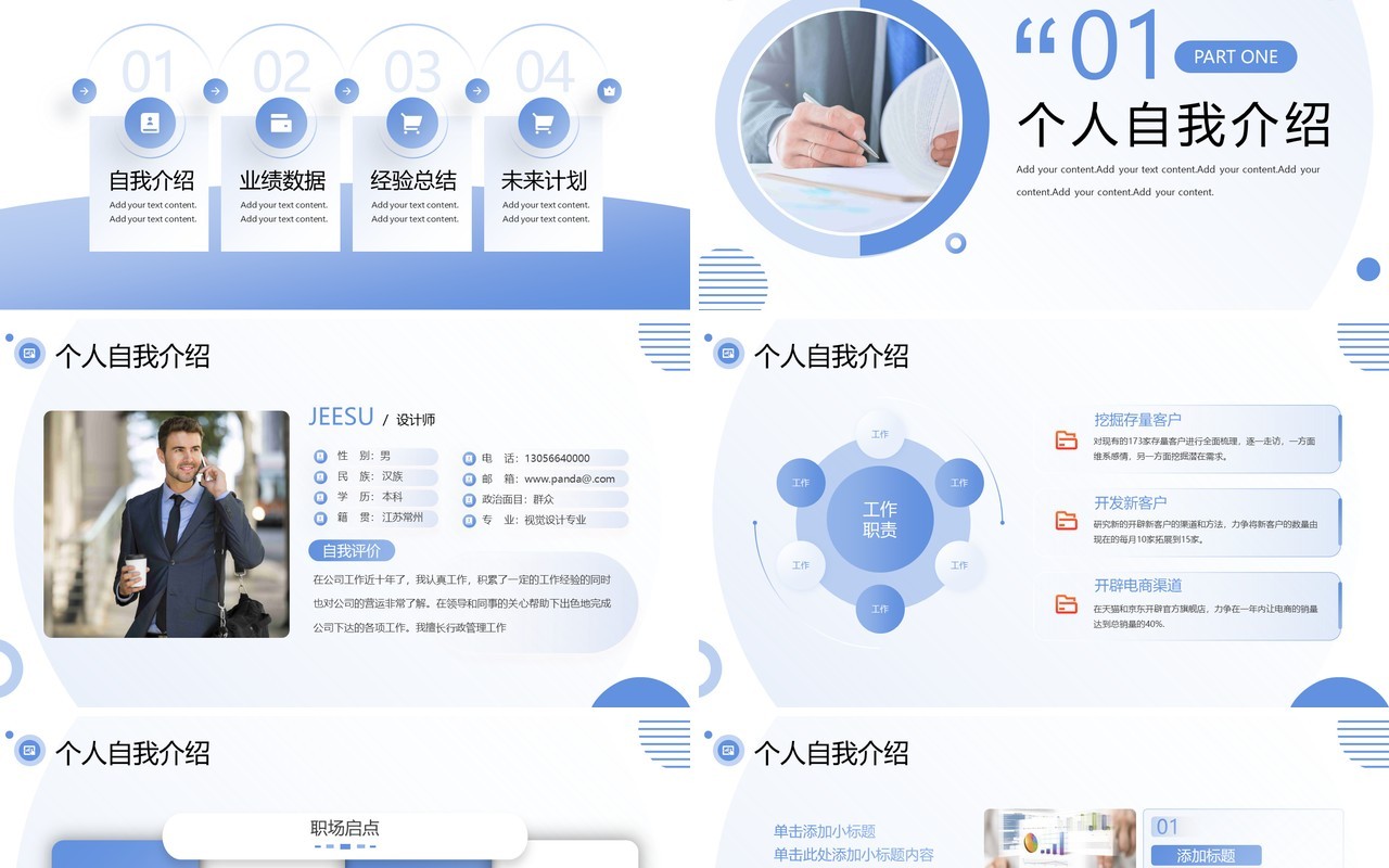 商务互联网个人年终工作述职报告PPT模板