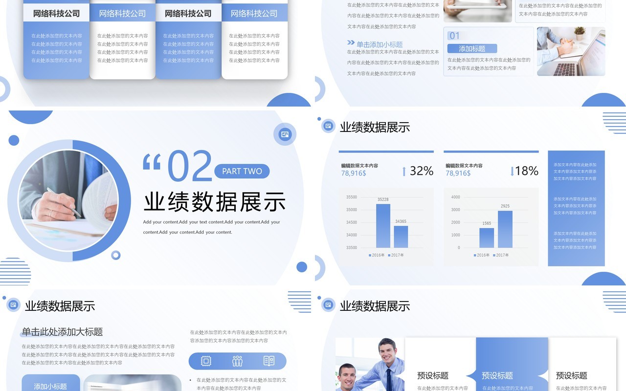 商务互联网个人年终工作述职报告PPT模板