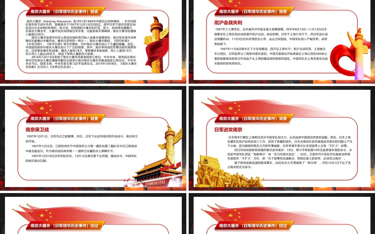 黑色简约风南京大屠杀纪念日牢记历史教育主题班会PPT模板
