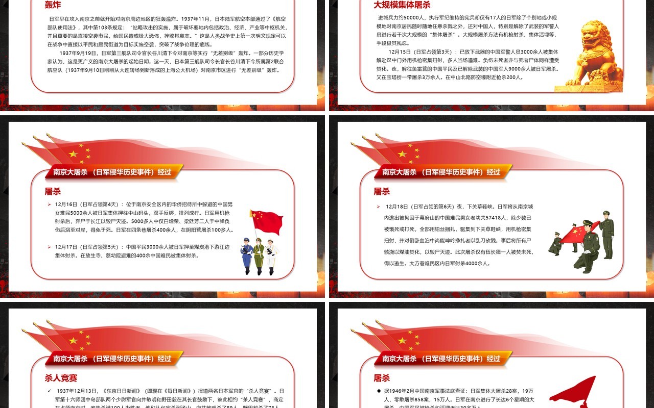 黑色简约风南京大屠杀纪念日牢记历史教育主题班会PPT模板