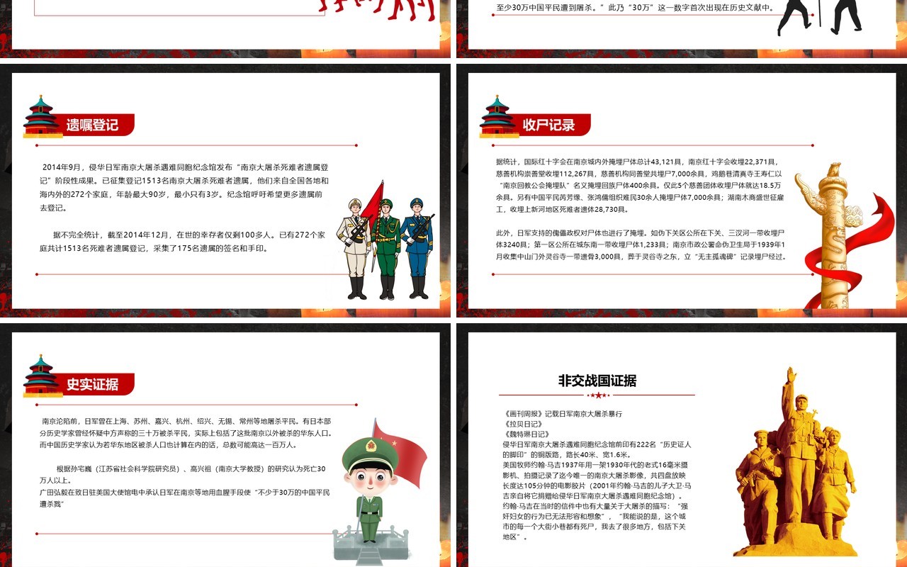 黑色简约风南京大屠杀纪念日牢记历史教育主题班会PPT模板