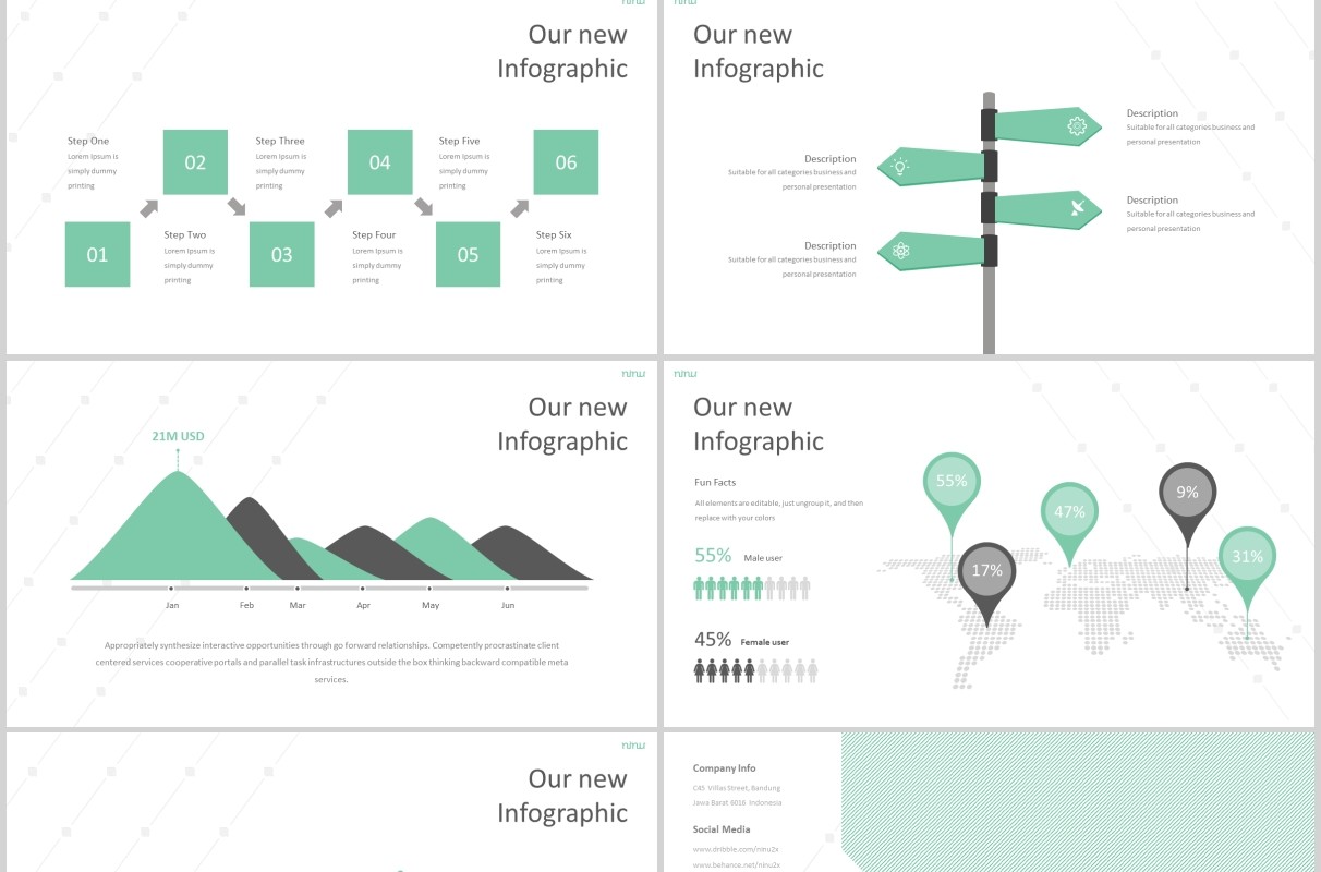 绿色商务产品介绍项目策划PPT版式设计模板Ninu Powerpoint Template